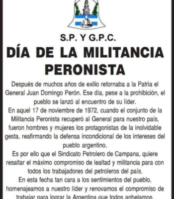 DIA DE LA MILITANCIA PERONISTA